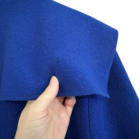 Jones New York Felted Merino Wool Cardigan Jacket L/XL Pockets Blue Small Flaw - Picture 6 of 8